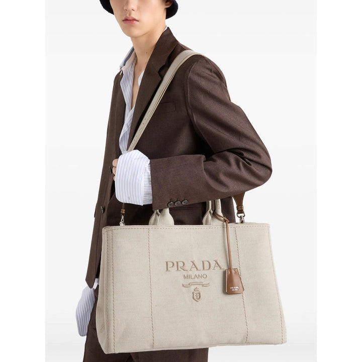 Prada Neutrals Tote Bags Men