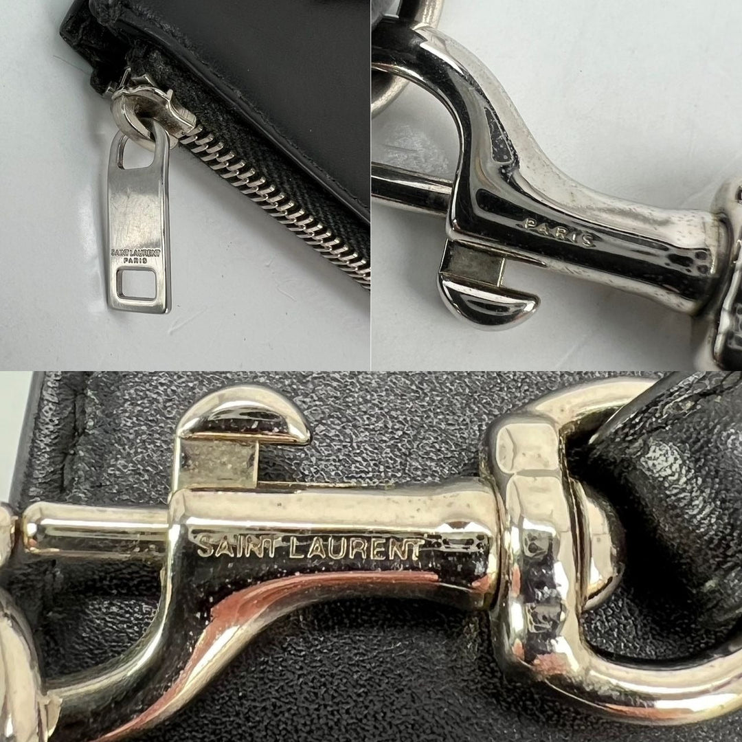 Saint Laurent Black Smooth Leather I-Pad Case Clutch