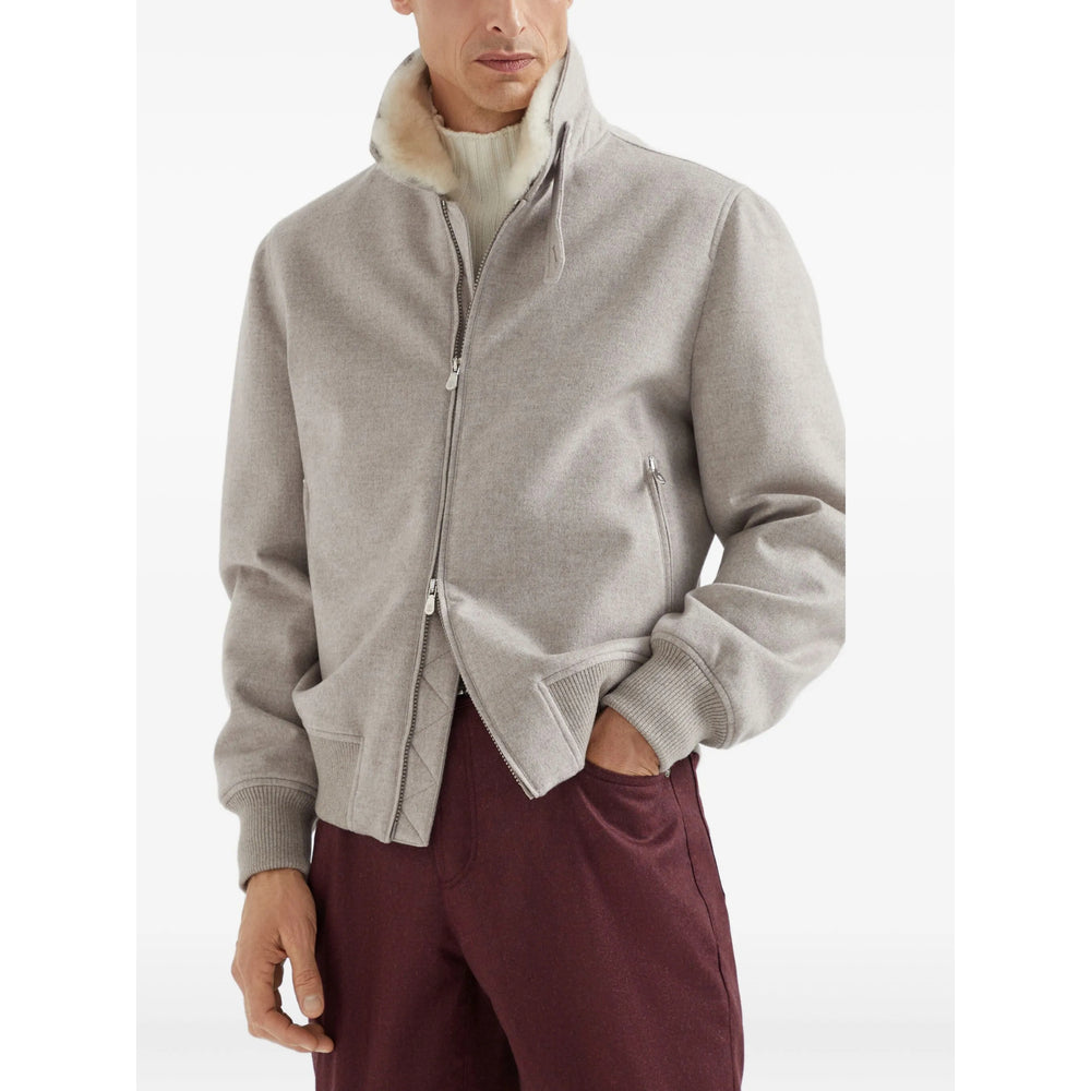 Brunello Cucinelli Grey Jackets - Bomber Jackets Men