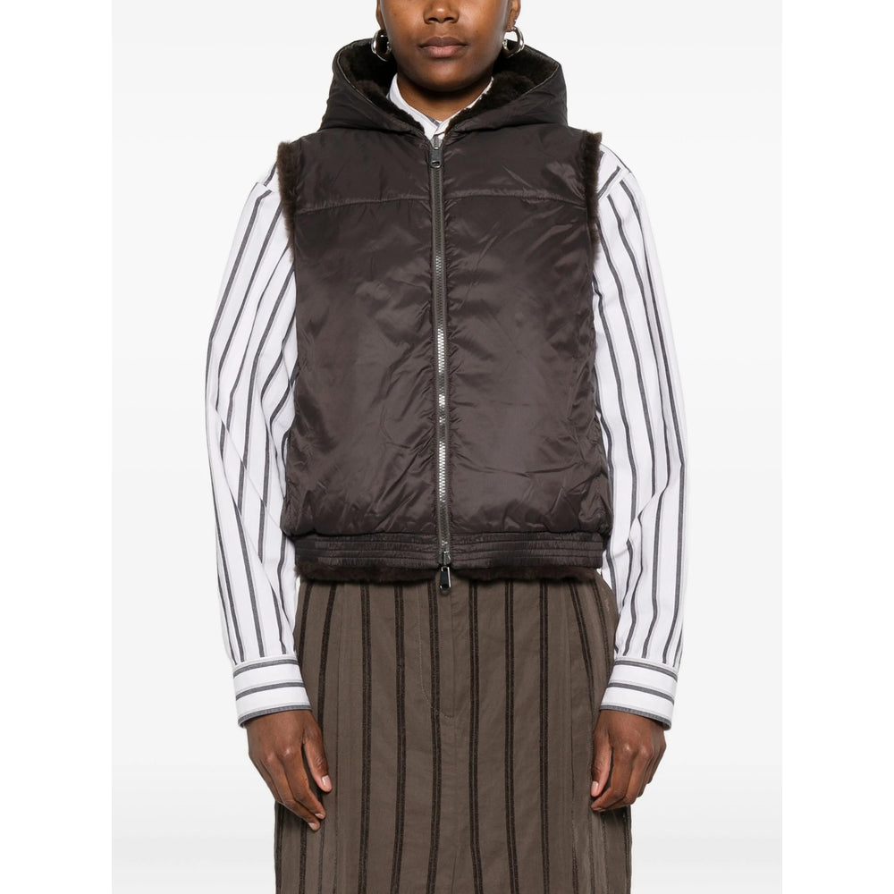 Brunello Cucinelli Brown Jackets - Waistcoat & Gilets Women