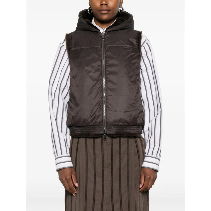 Brunello Cucinelli Brown Jackets - Waistcoat & Gilets Women
