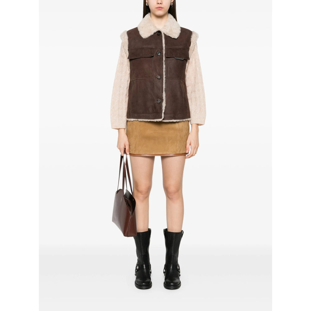 Brunello Cucinelli Brown Jackets - Waistcoat & Gilets Women