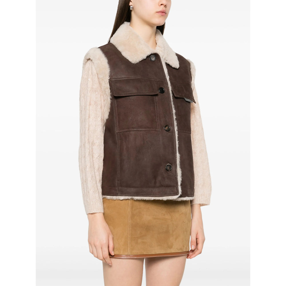 Brunello Cucinelli Brown Jackets - Waistcoat & Gilets Women