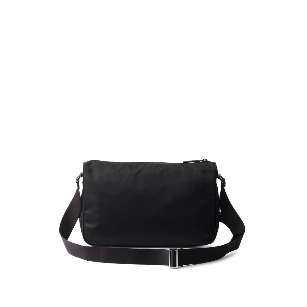 Black shoulder bag on a white background