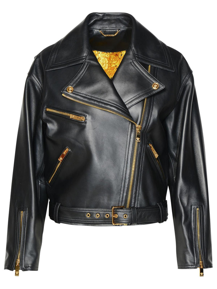 Versace Black Lambskin Jacket Women