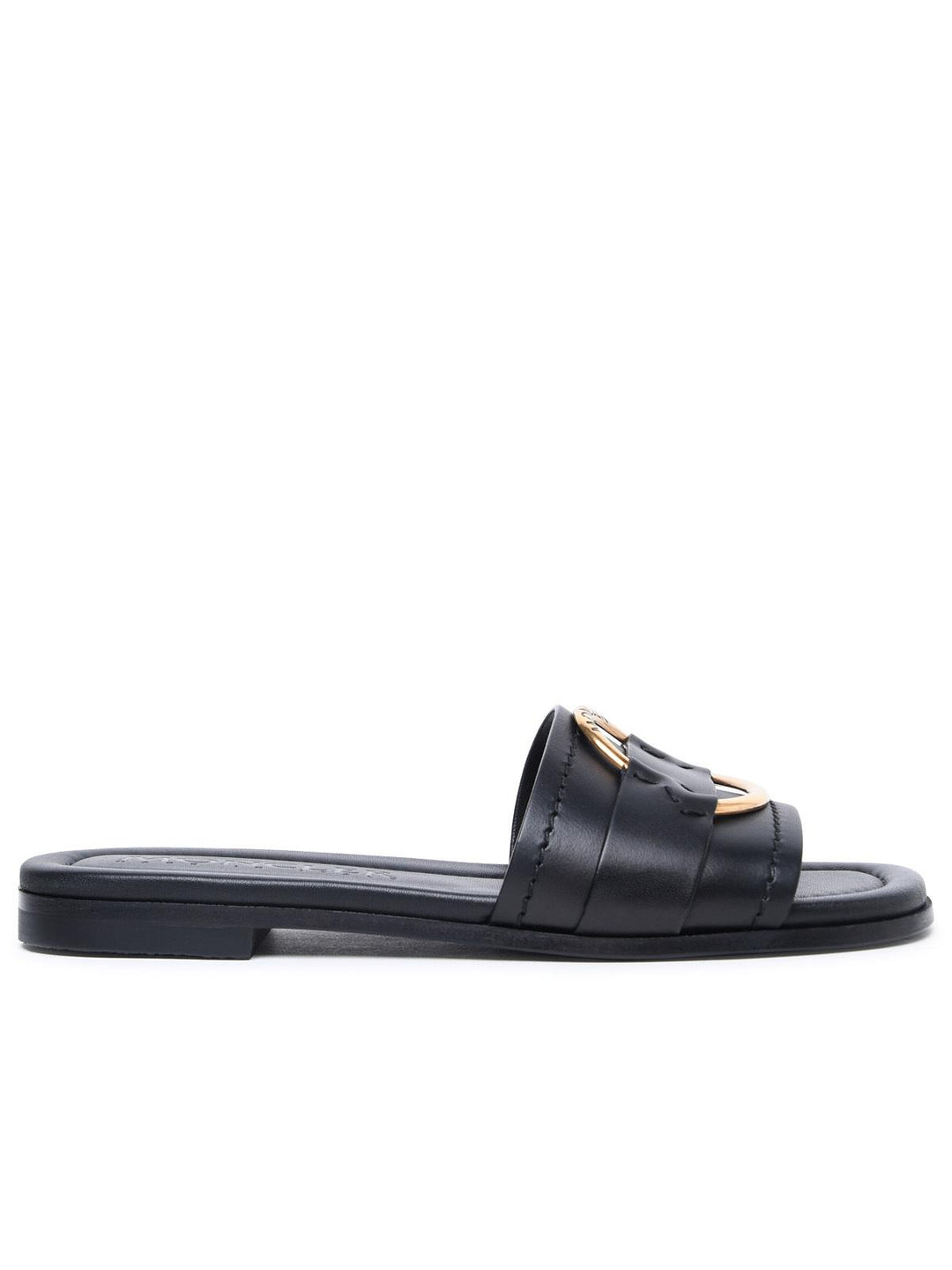 Moncler 'Bell' Black Leather Slippers Women