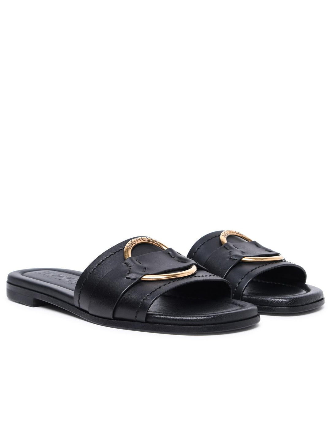 Moncler 'Bell' Black Leather Slippers Women