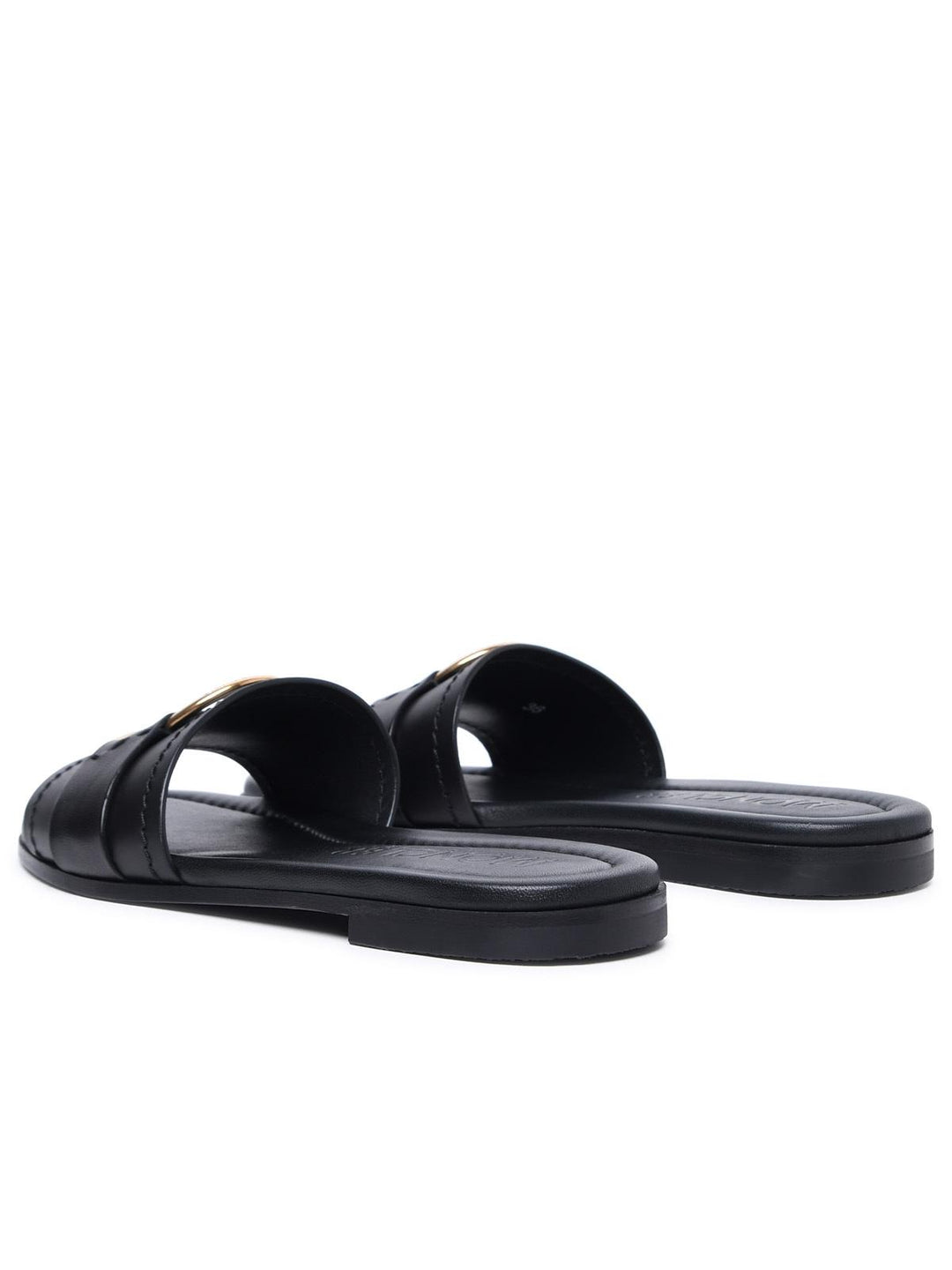 Moncler 'Bell' Black Leather Slippers Women