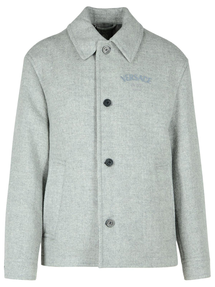 Versace Grey Wool Jacket Men