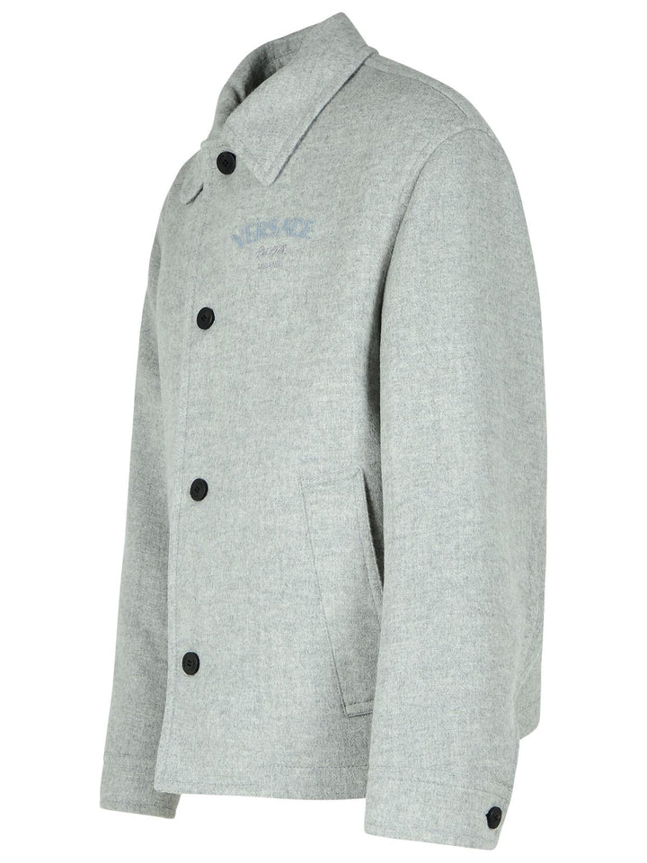 Versace Grey Wool Jacket Men