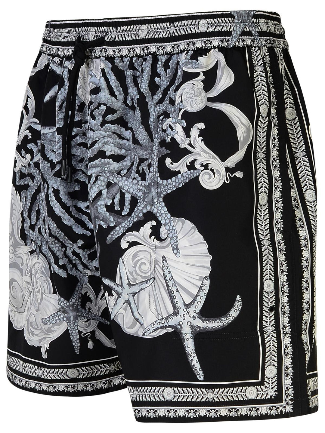 Versace 'Barocco' Black Polyester Swim Shorts Men
