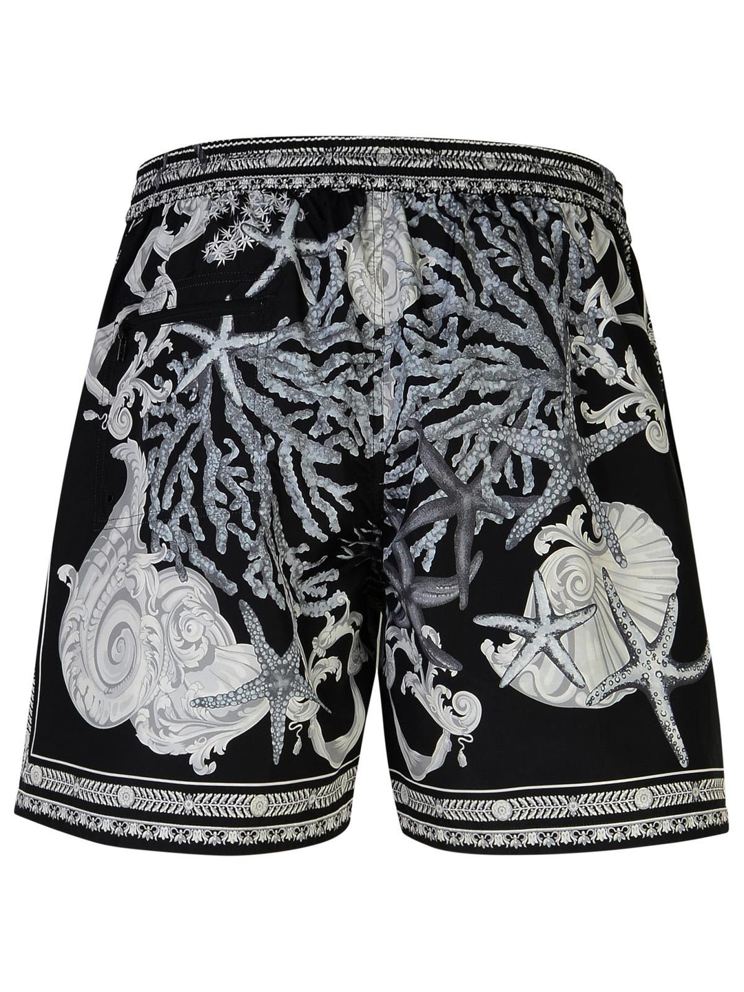 Versace 'Barocco' Black Polyester Swim Shorts Men