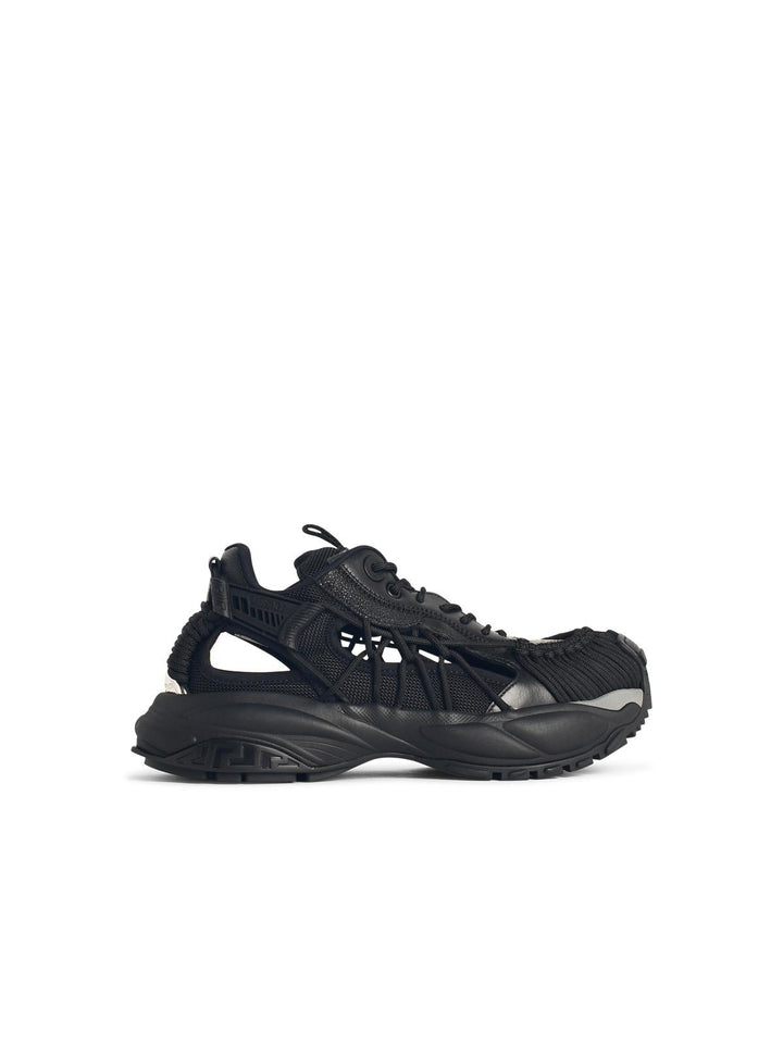 Versace 'Mercury' Black Leather Blend Sneakers Men