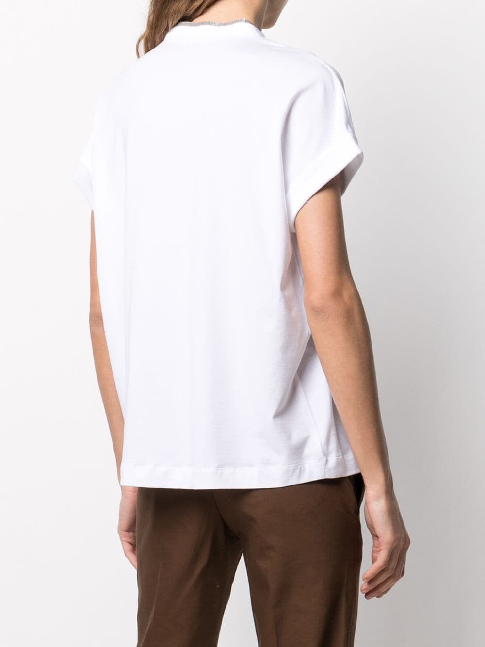 Brunello Cucinelli Women T-Shirt With `Precious` Neckline