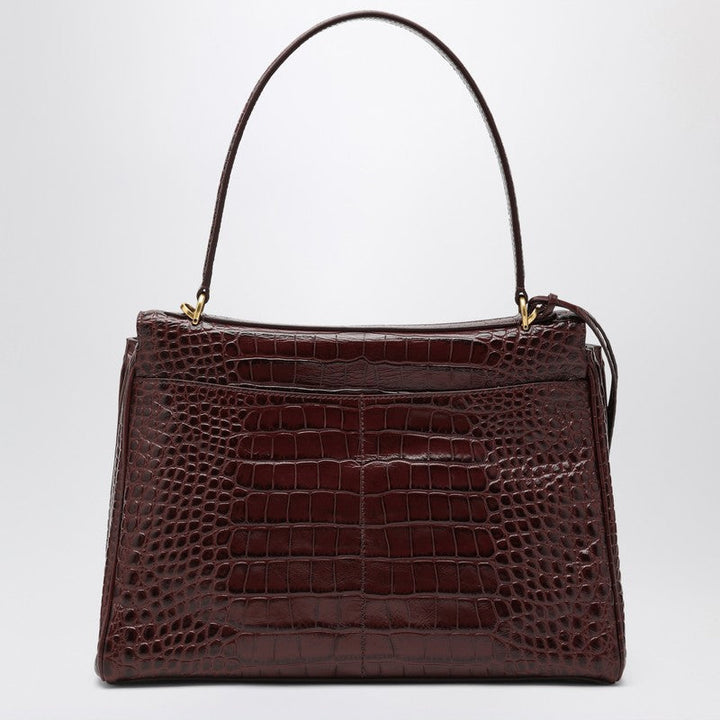 Balenciaga Cocco-Print Burgundy Calfskin Medium Rodeo Bag Women