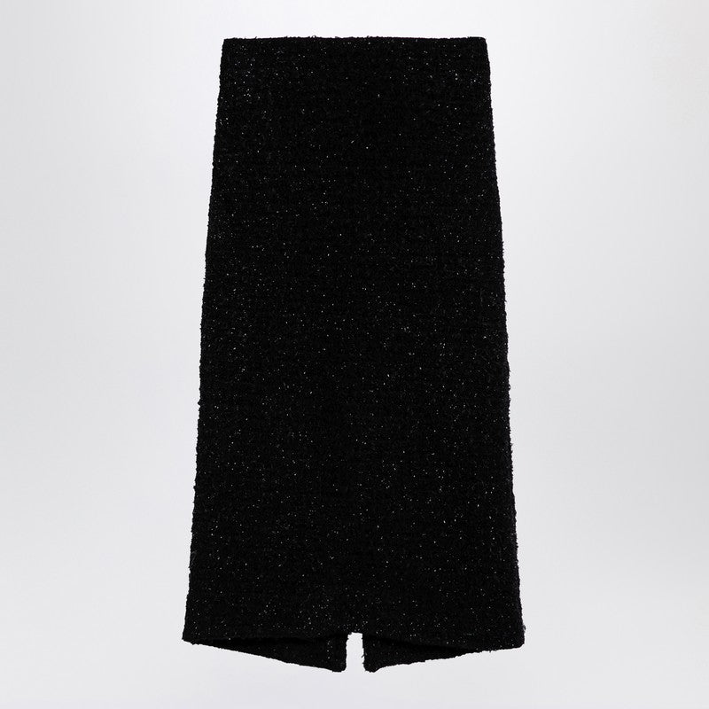 Balenciaga Black Tweed Midi Skirt Women
