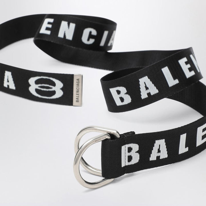 Balenciaga D-Ring Belt In Black And White Canvas Men