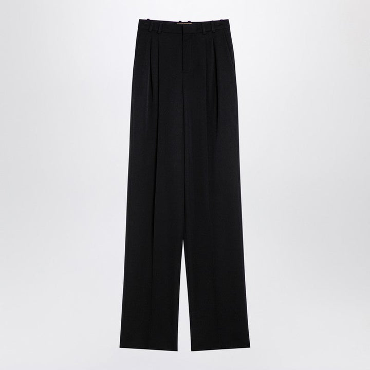 Saint Laurent Black Wool Wide Trousers Women