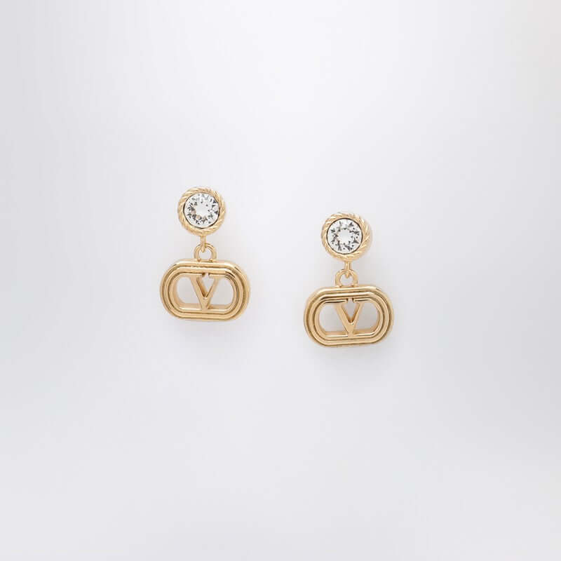 Valentino Garavani Gold Ovalette Earrings With Swarovski Crystals Women