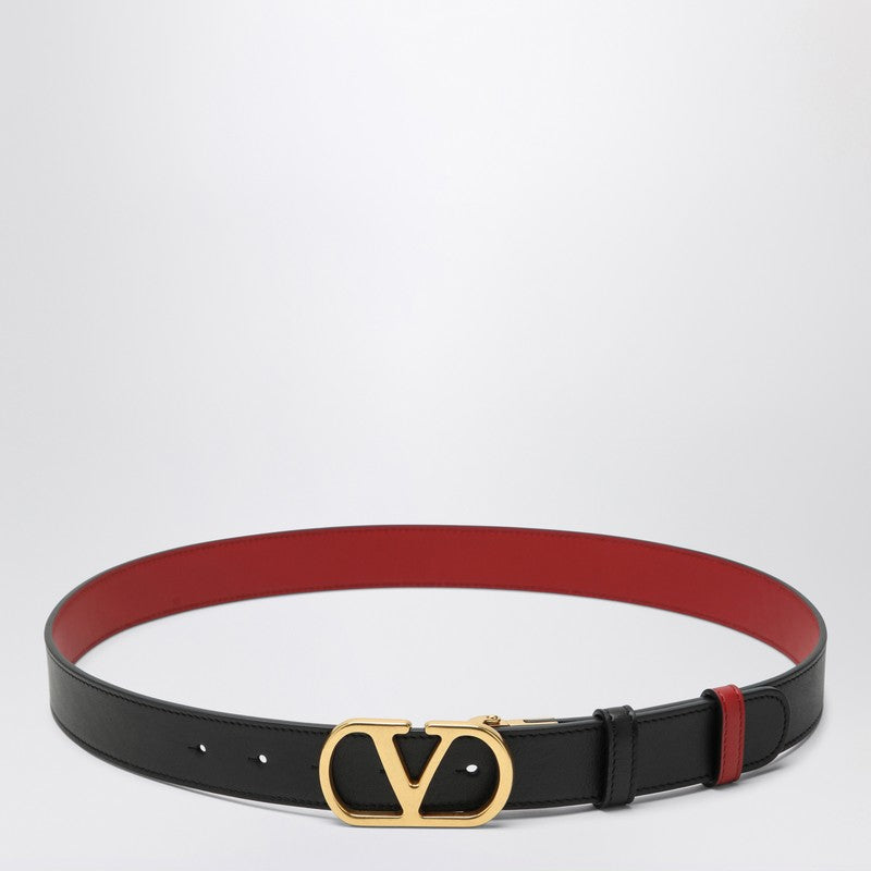 Valentino Garavani Reversible Vlogo Signature Belt In Black/Red Women