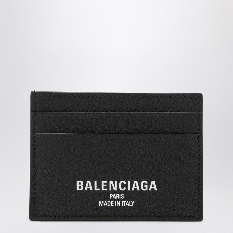 Balenciaga Black Credit Cardholder In Hammered Leather Men