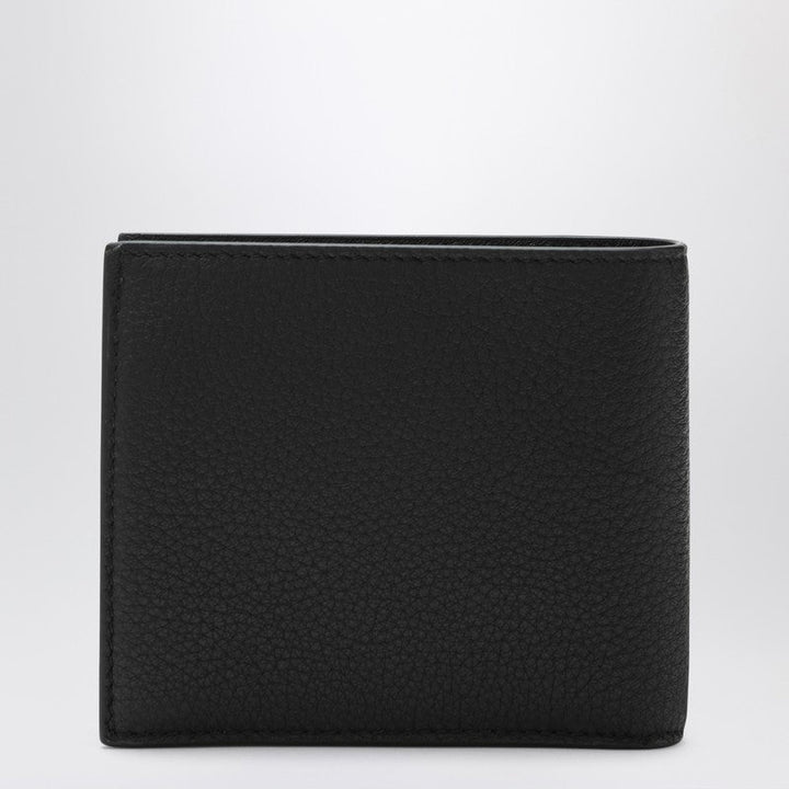 Balenciaga Black Bi-Fold Credit Wallet In Hammered Leather Men