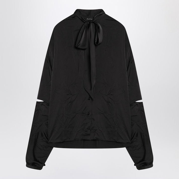 Balenciaga Black Satin Blouse With Bow Women