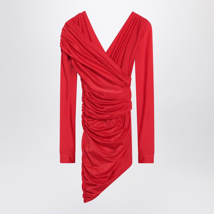 Balenciaga Draped Mini Dress In Red Jersey Women