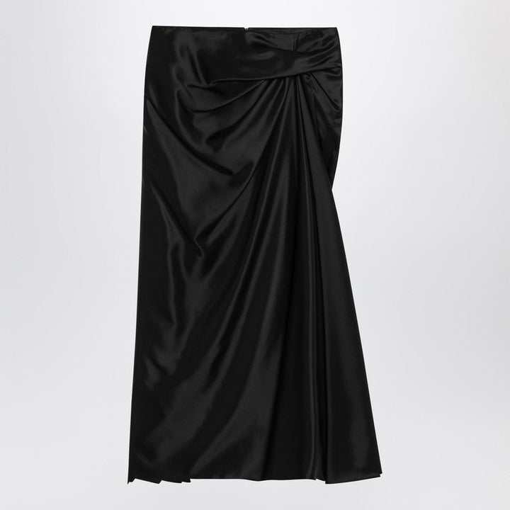 Balenciaga Draped Black Skirt In Cupro Twill Women