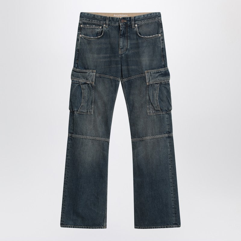 Balenciaga Blue Cargo Regular Jeans With A Faded Effect Women