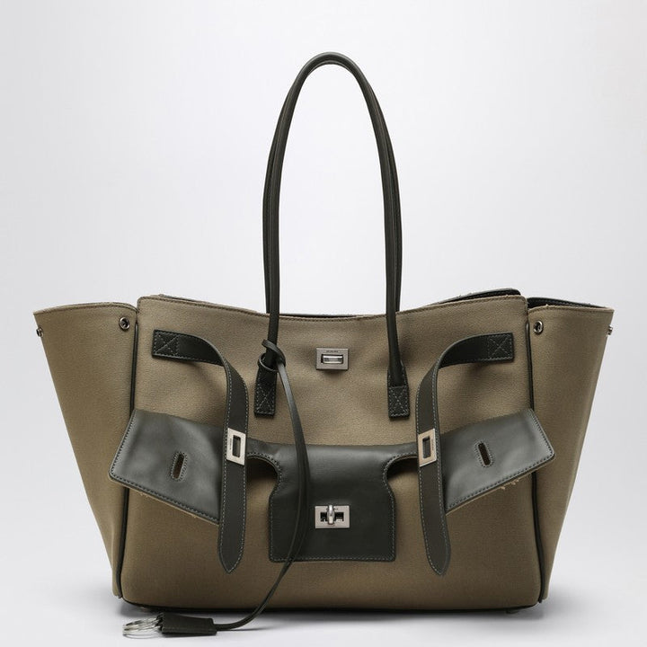 Balenciaga Carry All Bel Air Media Bag In Khaki Canvas Women