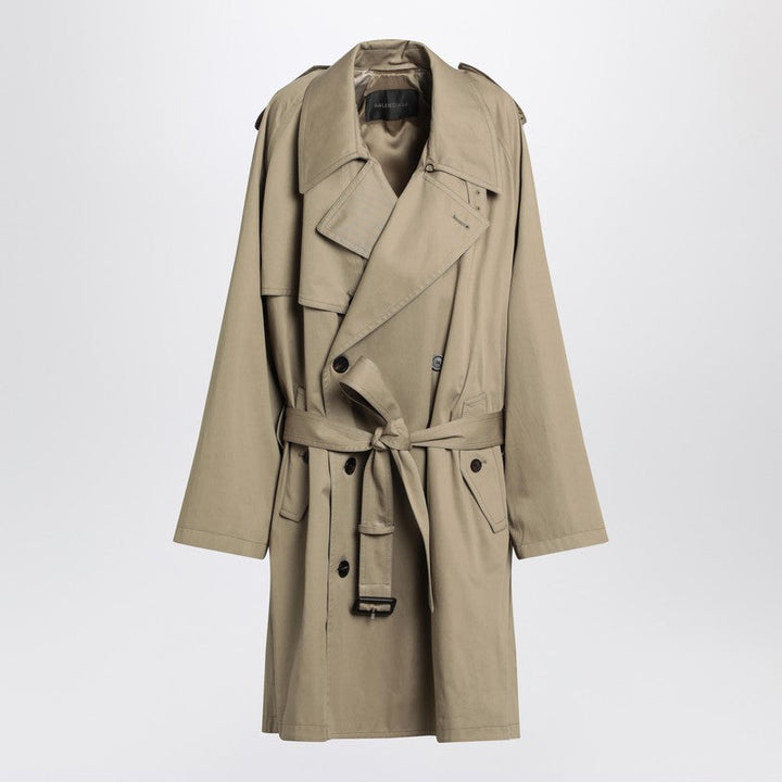 Balenciaga Beige Double-Breasted Cotton Trench Coat Women