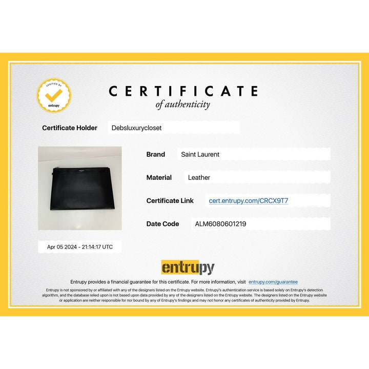 Saint Laurent Black Smooth Leather I-Pad Case Clutch