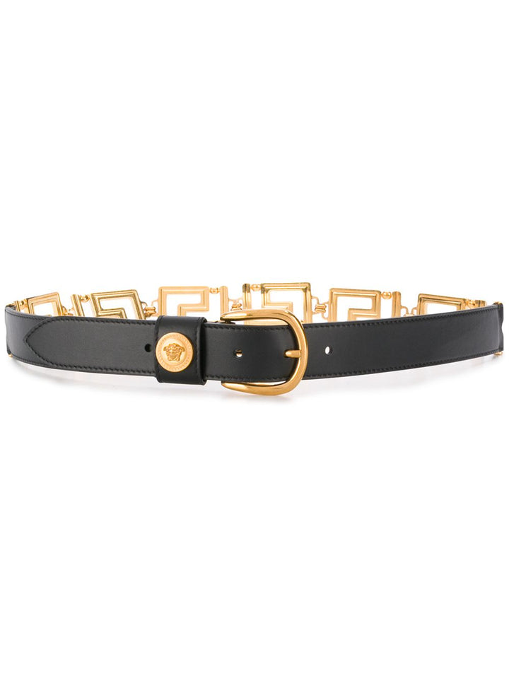 Versace Women Belt With Greek Key Buckle