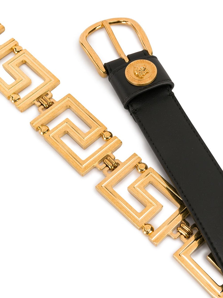 Versace Women Belt With Greek Key Buckle
