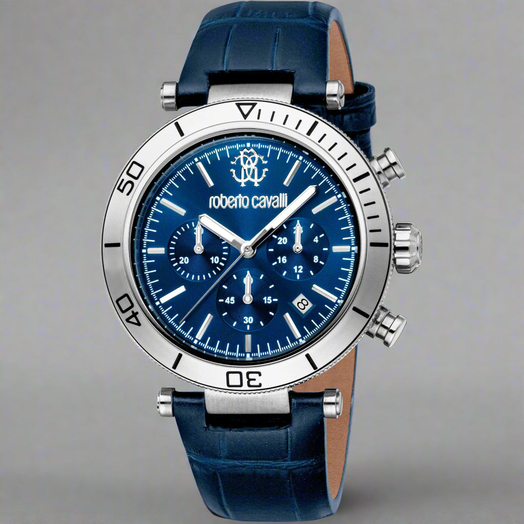 Roberto Cavalli men's blue dial day date chronograph Watches