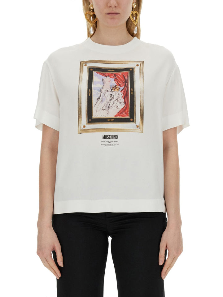 Moschino Women Enver Satin Blouse Still Life With Heart