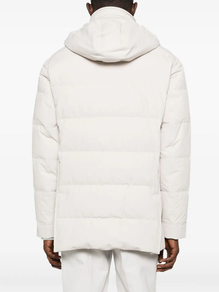 Brunello Cucinelli Men Padded Jacket With Detachable Hood