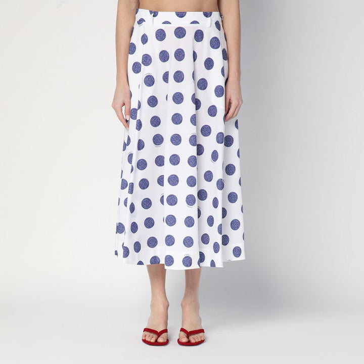 Moschino Flared White Skirt With Polka Dots Women