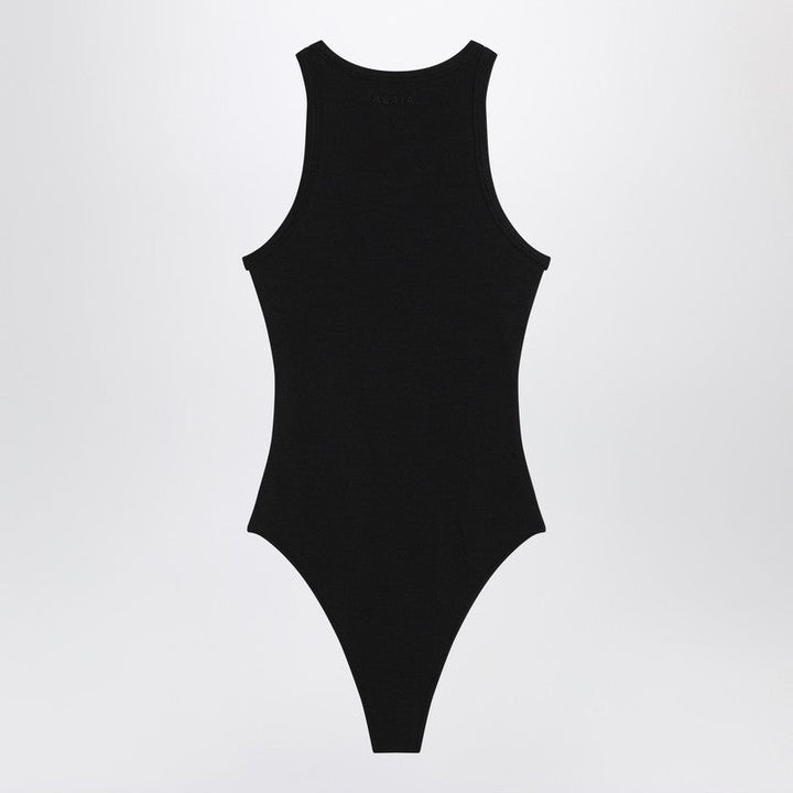 Alaia Black Sleeveless Ribbed Bodysuit Women