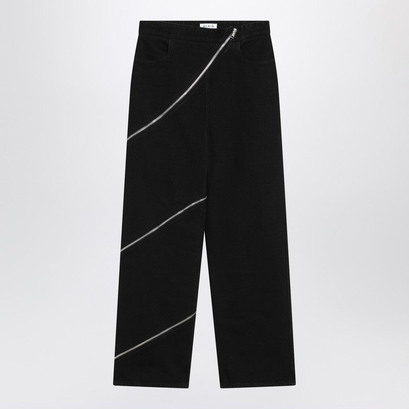 Alaia Black Zip Spiral Jeans Women