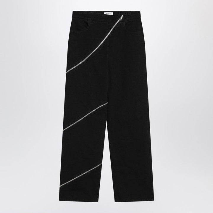 Alaia Black Zip Spiral Jeans Women