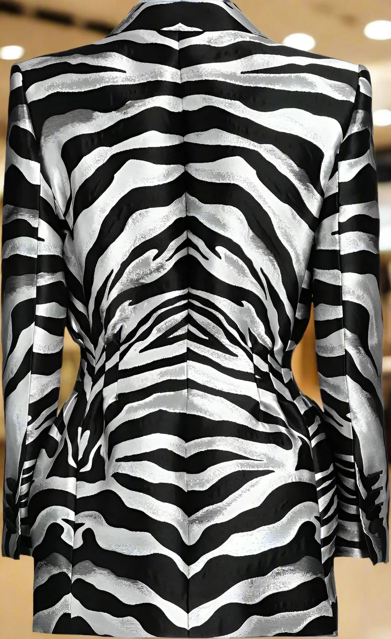 Dolce & Gabbana Silver/Black/Gray POLYESTER BLAZER