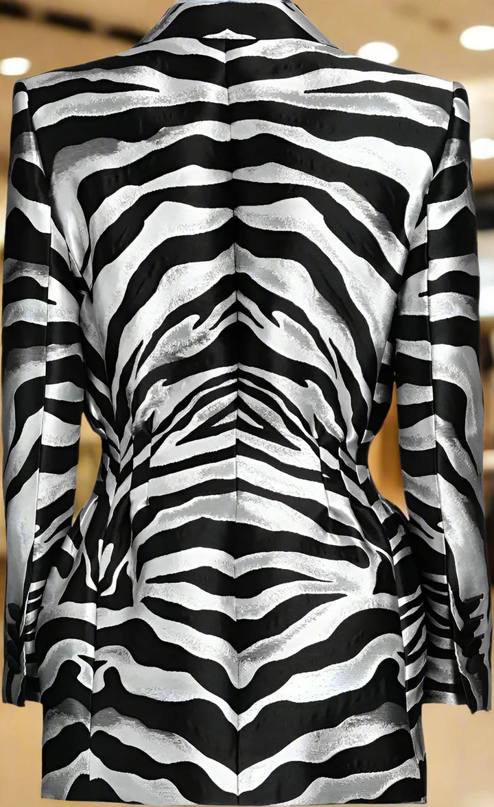 Dolce & Gabbana Silver/Black/Gray POLYESTER BLAZER