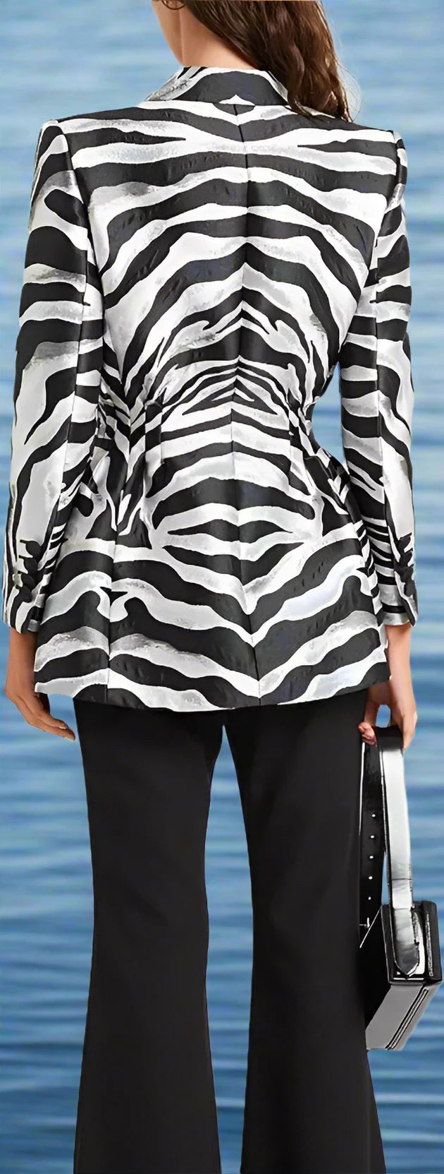 Dolce & Gabbana Silver/Black/Gray POLYESTER BLAZER