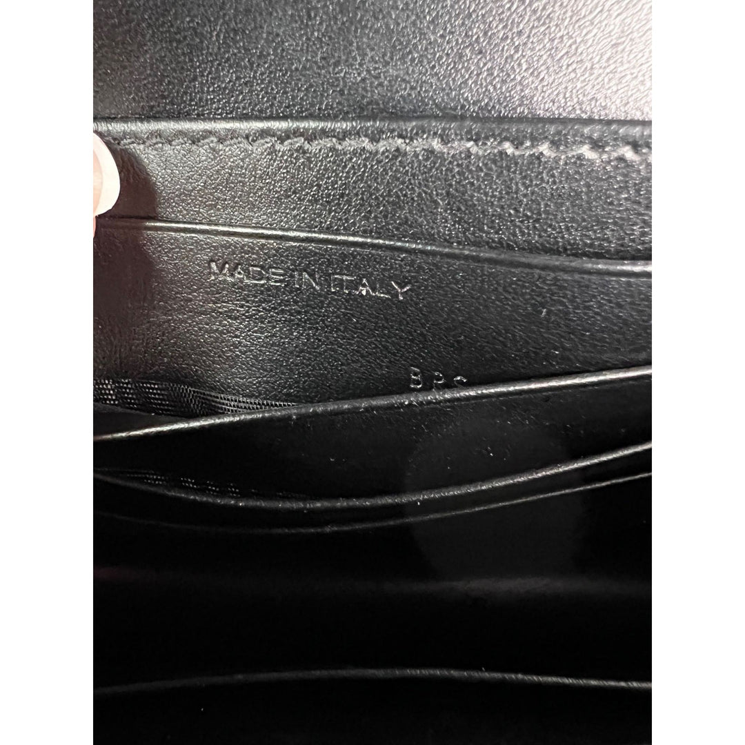 Saint Laurent Black Leather Sunset Wallet on a Chain Crocodile Embossed Bag