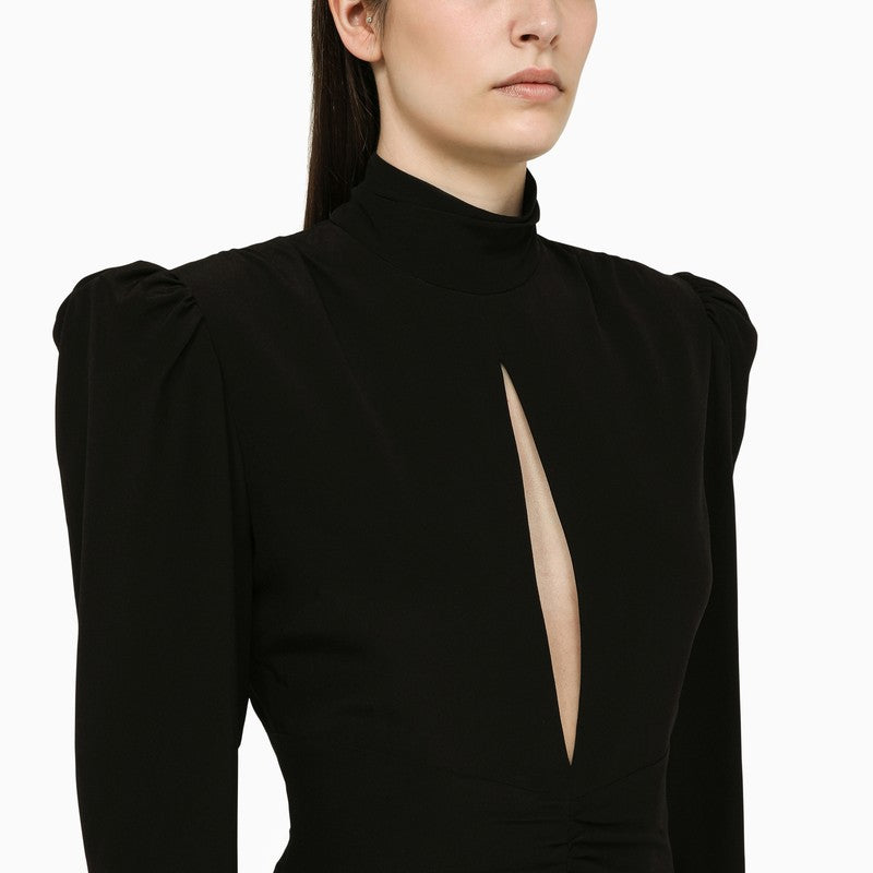 Alessandra Rich Black Draped Silk Minidress Women