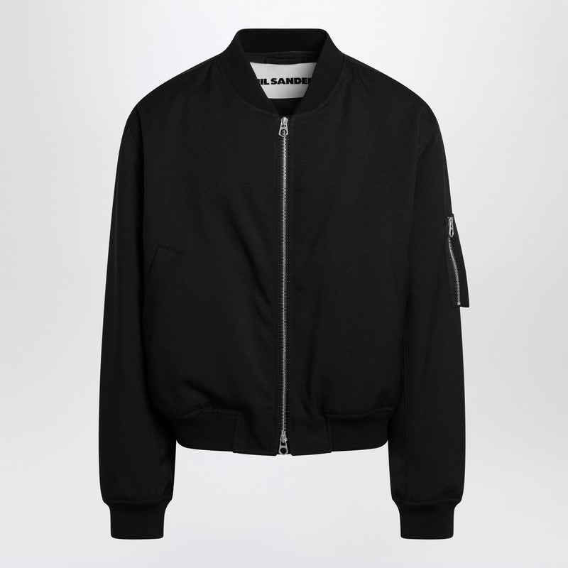 Jil Sander Black Zipped Bomber Jacket Men