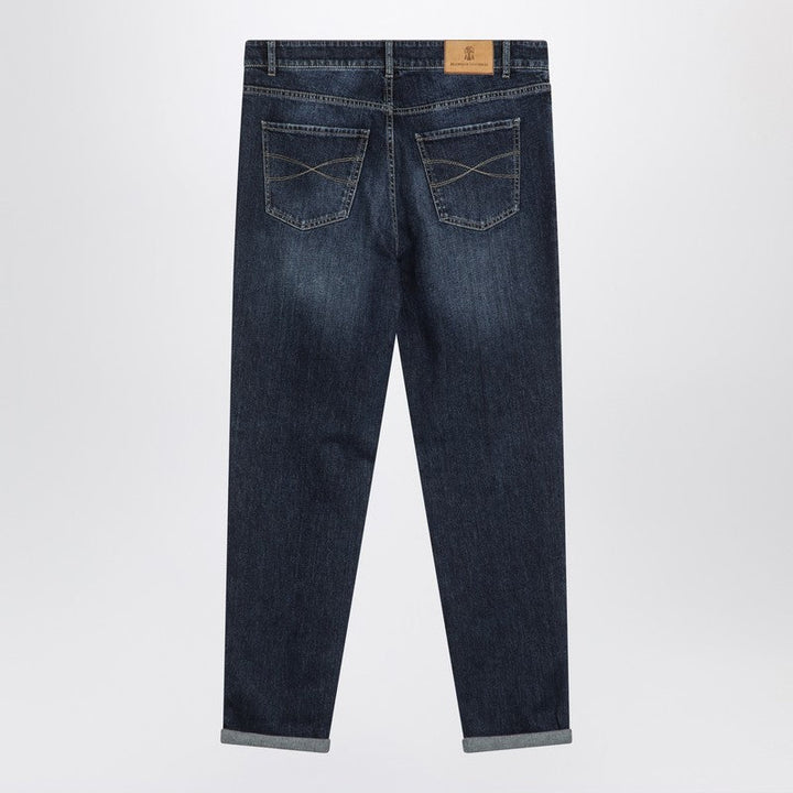 Brunello Cucinelli Dark Blue Jeans Washed Effect Men