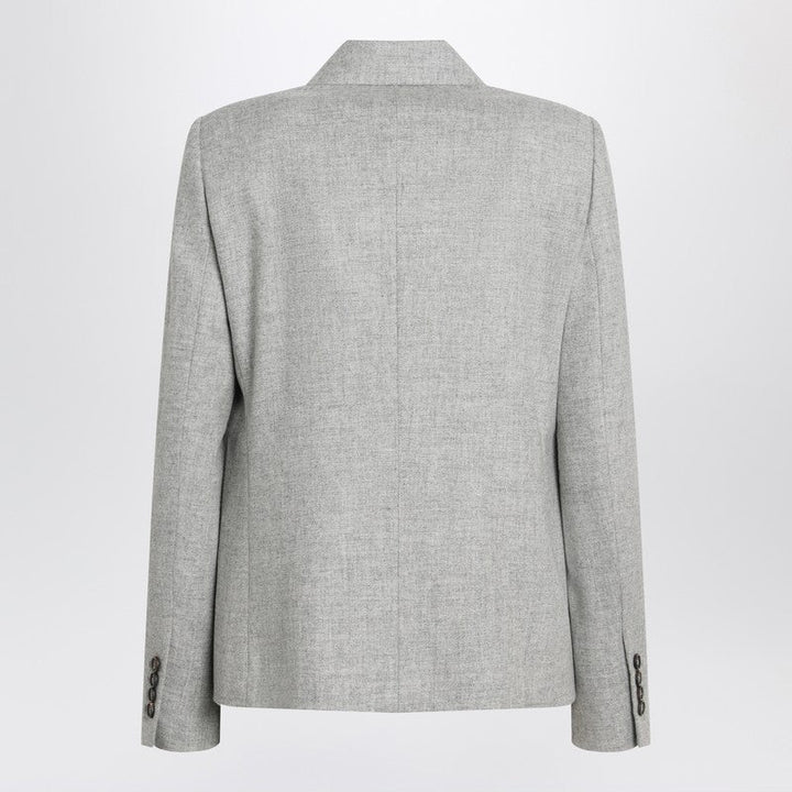Brunello Cucinelli Grey Double-Breasted Wool Jacket Women